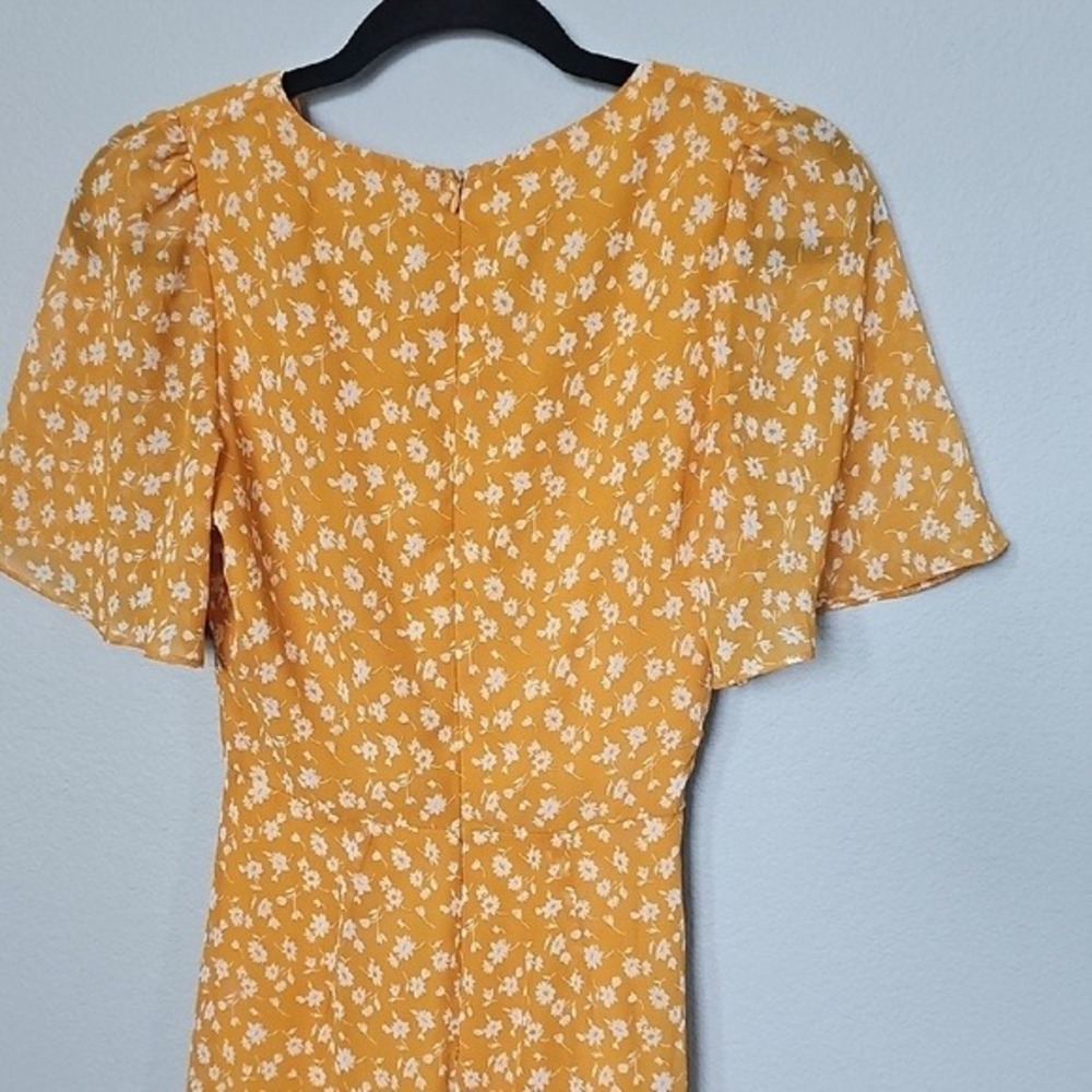 Lulu's Spring Flutter Sleeve Surplice Floral Midi Dress XS After Bloom Delight - Picture 9 of 11